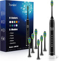 7AM2M Sonic Electric Toothbrush with 6 Brush Heads for Adults&ampKids One Charge for 120 Days Wireless Fast Charge 5 Modes 40000VPM Powered Toothbrush 2 Minutes Built in Smart Timer (Black)