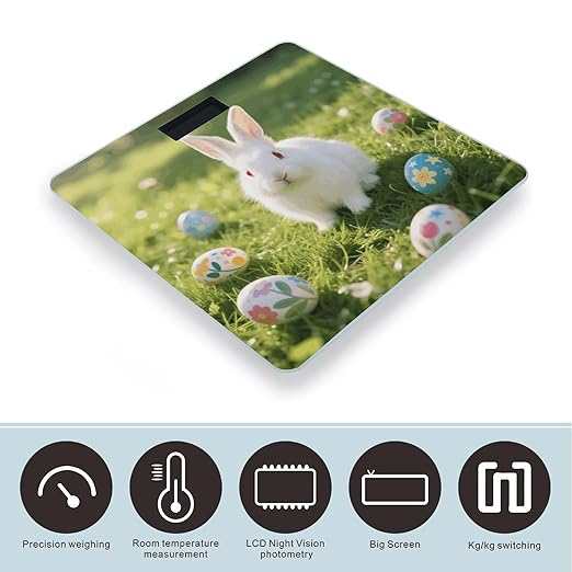 Bunny Eggs Weight Scale Cute Bathroom Scale for Body Highly Accurate Digital Weighing Machine for People Compact LCD Display Scales with Sturdy Toughened Glass Scales