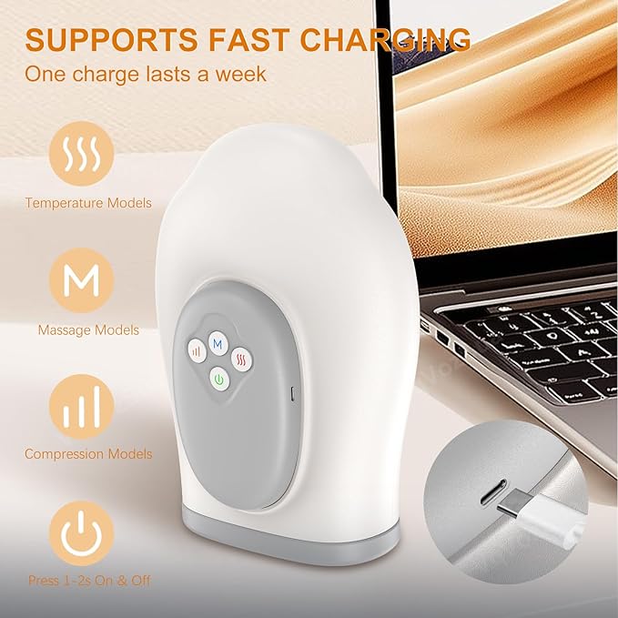 Full Hand Massager with Heat and Compression for Arthritis and Carpal Tunnel Adjustable Hand Massage、 Temperatures、 Compression Models Blood Circulation Pain Therapy Relax Relief Glove Gift