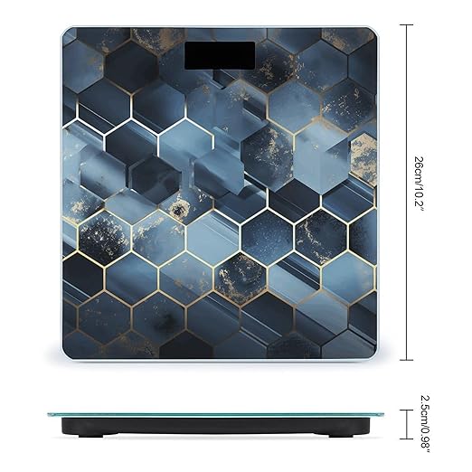 Blue Hexagons and Diamonds Scale for Body Weight Digital Bathroom Scale Accurate Smart Weight Scales with Large Display Weighing Machine High Precision Scales