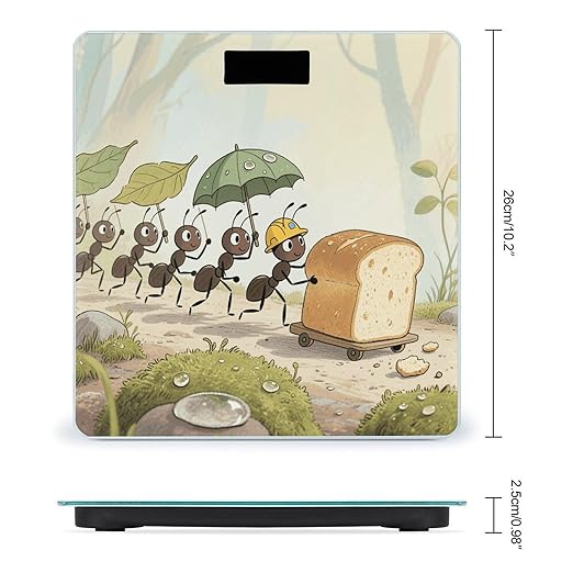 Ants Eating Bread Scale for Body Weight Sturdy Tempered Glass Weighing Scales with LCD Display Accurate Digital Bathroom Scale Convenient Body Fat Smart Scales Easy Read