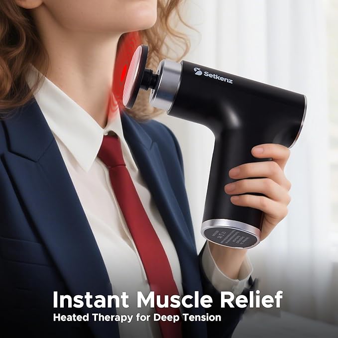 Massage Gun with Heat and Cold Head – Deep Tissue Muscle Massager for Pain Relief – 10 Heads – Quiet Portable Hot &amp Cold Therapy – Full Body Recovery for Athletes &amp Professionals