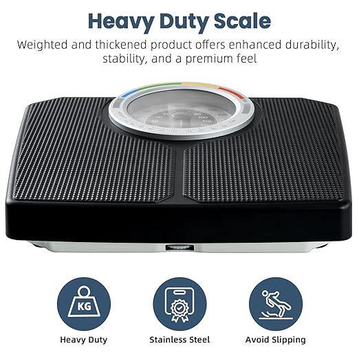 Analog Scale for Body Weight Mechanical Bathroom Scale Analog Scale for Body Weight 150kg/330lb Dial Scale with Wider and Thicker Anti-Slip Platform Simple Calibration No Required Battery