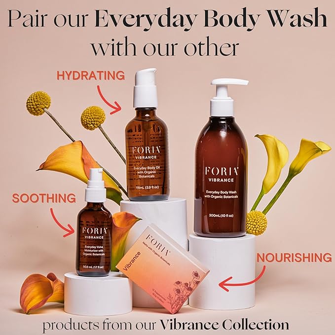 FORIA Everyday Body Wash and Initimate Wash for Women - Organic pH-Balanced Sensitive Skin Safe for Feminine Intimate Areas - 10 Fl Oz