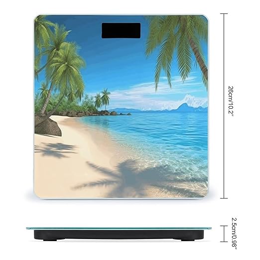 Hawaiian Beach with Palm Trees Weight Scale Large Bathroom Scales Digital Weight with Bright LED Display Non Slip Automatic Weighing Scale Fashion Weighing Machine for Body