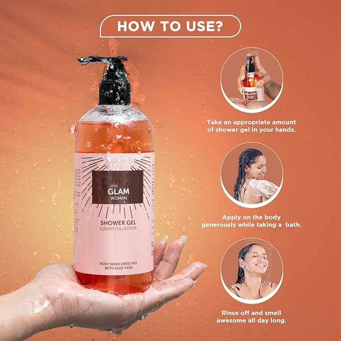 BVita Luxury Glam Woman Body Wash Refreshing Shower Gel for Deep Cleansing Hydrating Moisturising Softer &amp Smoother Skin with Aloe Vera 500 ml