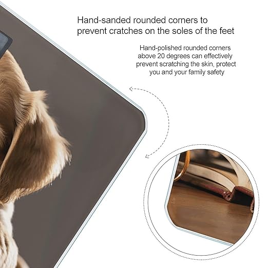 Puppy Dog with Book Digital Bathroom Scale for Body Weight Weighing Scale with Backlit LCD Display High Precision Measurements &amp Measures Weight Up to 180kg