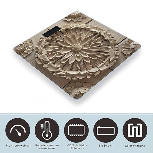 Wood Carving Texture Scale for Body Weight Smart Scales Digital Bathroom Scale High Precision Weighing Scales with Large Display Weighing Machine for People