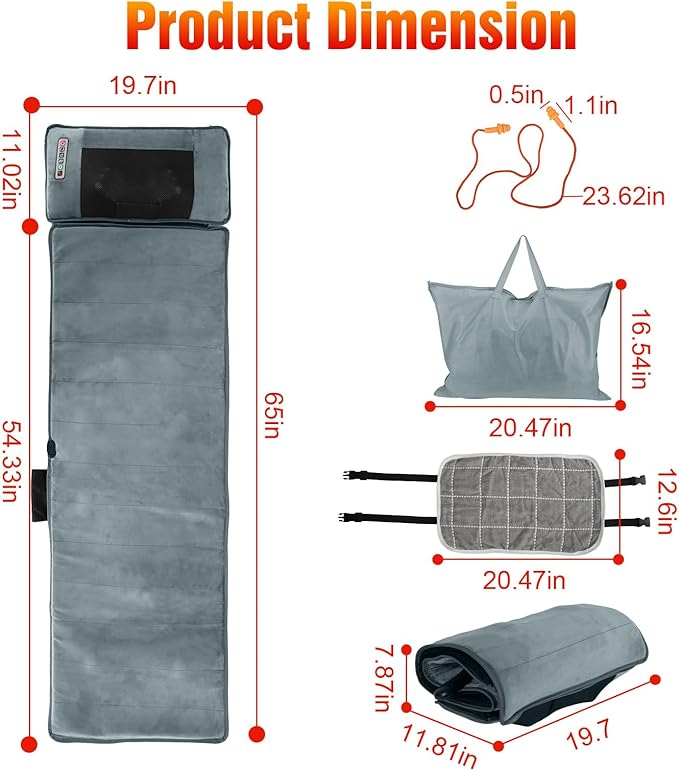 Full Body Massage Mat with Heat Back Massage Pad with Detachable Neck Massager with 10 Vibration Motors Multifunctional Body Massager Gift for Dad Mom Women Men