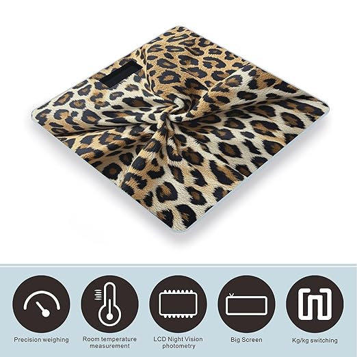 Leopard Print Pattern Scale for Body Weight Digital Bathroom Scale Accurate Smart Weight Scales with Large Display Weighing Machine High Precision Scales