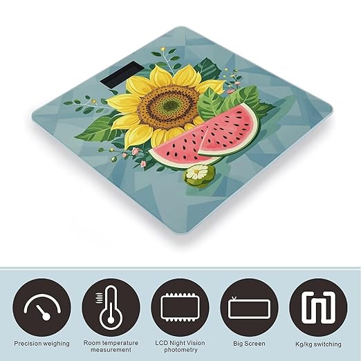Beautiful Watermelon Smart Scale for Body Weight Accurate Bathroom Scale with LED Display Digital Weight Scales Weighing Machine High Precision Scales for Bath Home