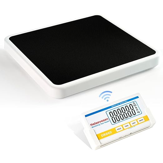 Helsevesen Professional Medical Bariatric Scale Digital Bathroom Scales Low-Profile Heavy Duty Bariatric Scale with Anti-Slip Rubber Mat (DR660WL)