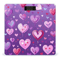 Purple Love Pattern Scale for Body Weight Sturdy Tempered Glass Weighing Scales with LCD Display Accurate Digital Bathroom Scale Convenient Body Fat Smart Scales 400lb