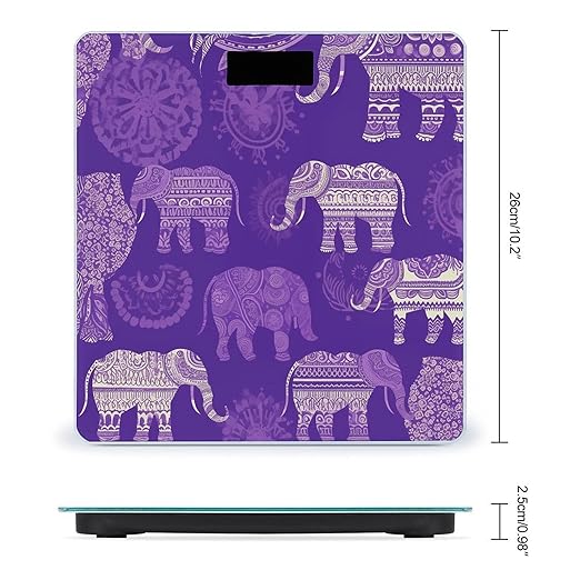 Purple Elephant Bathroom Scale for Body Weight LCD Display Digital Bathroom Scale Tempered Glass Bathroom Weight Scales Fashion Smart Scales for Home Bedroom 400 Lb