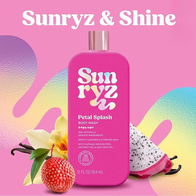 PDC Brands Sunryz Limited Edition Summer Scented Body Wash and Whipped Body Cream Duo Petal Splash 12 FL OZ Body Wash 8 OZ Body Cream 2 Piece Set