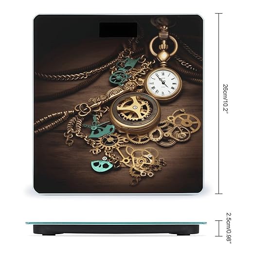 Steampunk Watches Keys and Chains Weight Scale for Body Weight Digital Bathroom Scale High Capacity Accurate Digital Weighing Scales and Easy-to-Read on Backlit LCD Display Scales