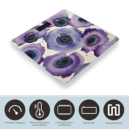 Abstract Watercolor Purple Weight Scale Highly Accurate Digital Weighing Scale with Large LCD Display Smart Bathroom Scales for Home Bedrooms and Gift Giving