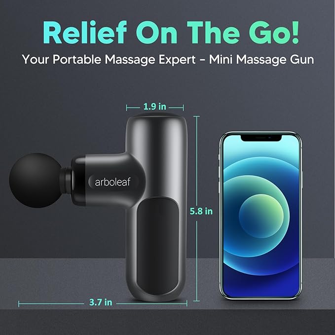 arboleaf Mini Massage Gun Deep Tissue Percussion Muscle Massager for Back Pain Relief Portable Small Travel Size Quiet Massager Gifts for Woman Man