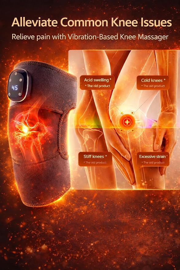 Paradise Bliss Knee Massager – Adjustable Vibration + Heat &amp Compression Therapy for Knee Pain Relief Improved Circulation &amp Recovery – Rechargeable Portable Support Wrap Pair (Set of 2)