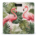 Flamingo Palm Trees Leaf Scale for Body Weight High Precision Digital Weight Scales with LCD Display Anti-Slip Sturdy Slim Tempered Glass Bathroom Scale for Home Use