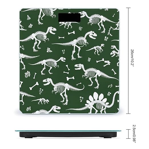 Men's Smart Scale for Body Weight Digital Bathroom Weighing Scale Automatic Switch Energy Saving Scale Grunge Dinosaur Skeleton