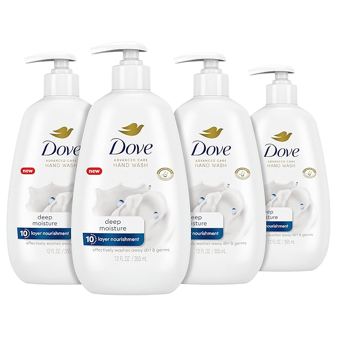 Dove Advanced Care Hand Wash Deep Moisture 4 Count for Soft Smooth Skin &amp Body Wash with Pump Sensitive Skin Hypoallergenic Paraben-Free Sulfate-Free Cruelty-Free