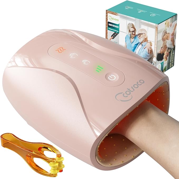 cotsoco Hand Massager Cordless Electric Hand Massager for Arthritis and Carpal Tunnel 6 Levels Therapy Massager with Heat and Compression Birthday Gifts for Women Husband Gifts for Men Women