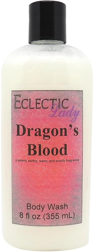 Eclectic Lady Liquid Pearl Body Wash - Dragon's Blood Scent 3-in-1 Use For Bubble Bath Hand Soap &amp Body Wash Phthalate-Free Dragon's Blood Fragrance Handcrafted in USA (8 oz)