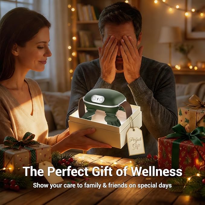 Neck Massager with Heat Bionic Deep Tissue Shiatsu Kneading Cordless Rechargeable Hands‑Free Wearable for Muscles Home Office Back and Shoulder Massagers with Fingers