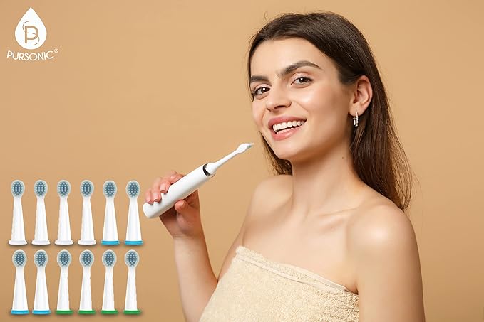 Pursonic Whitening USB Rechargeable Sonic Toothbrush-12 Brush Heads!- 38000 Brush Strokes Per Minute-3 Brushing Modes with 2 Minute Auto Timer (White)