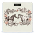 Flowers and Horses Hand Drawn Scale for Body Weight Highly Accurate Digital Bathroom Scale Sturdy Tempered Glass Weighing Scales with LCD Display Fashion Body Fat Smart Scales 400lb