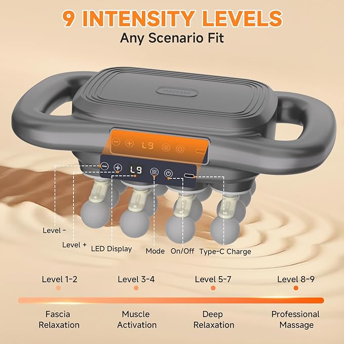 Karrong 16 Head Massage Gun Deep Tissue Electric Back Massager Tool Cordless Neck/Shoulder/Leg/Foot/Arm/Body Massager for Pain Relief 9 Levels &amp 9 Modes Gifts for Men/Women/Mom/Dad