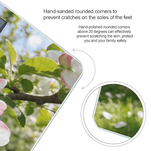 Apple Blossom Smart Scale for Body Weight Digital Bathroom Scale Toughened Glass Weight Scale with Large LCD Backlight Display High Precision Scales Weighing Machine