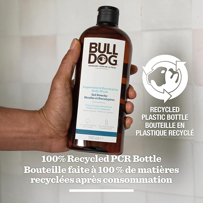 Bulldog Mens Skincare and Grooming Body Wash Peppermint and Eucalyptus 16.9 Fluid Ounce