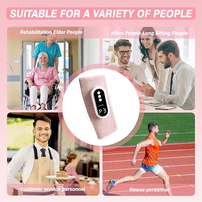 Air Compression Leg Massager Cordless Leg Compression Massager for Circulation with 3 Modes and Heat Easy to use Muscle Relaxation (Pair) (Pink)