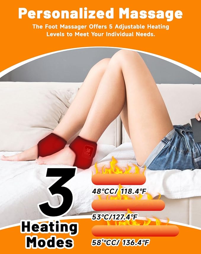 Massager 2026 Foot Relief Massager Portable Feet Relieve Machine Foot Massager for Neuropathy 3 Massage Modes 3 Heat Level Rechargeable Just 15 Minutes a Day (1PCS)