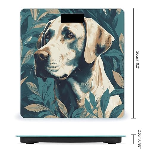 Dog in Leaves Scale for Body Weight Accurate Digital Bathroom Scale Toughened Glass High Precision Scales Smart Weight Scales with Large LCD Backlight Display Weighing Machine