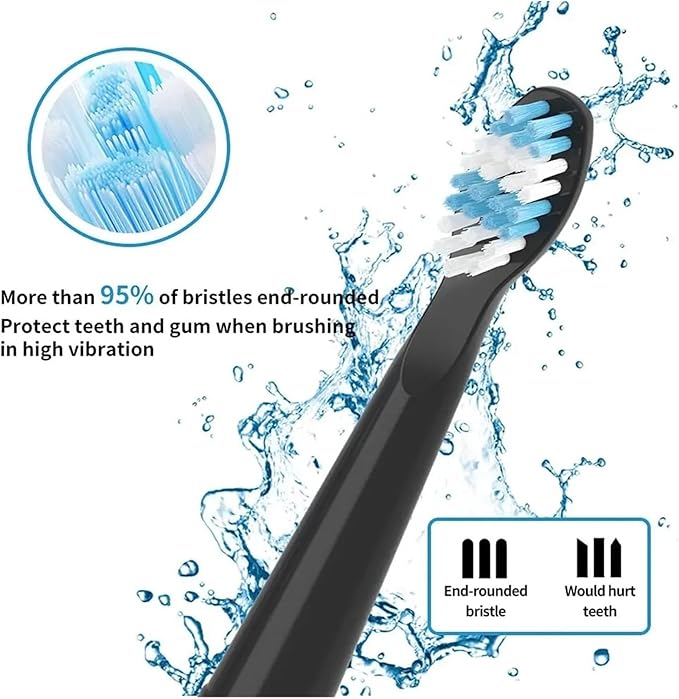 Replacement Toothbrush HeadsCompatible with Seago Electric SG507 and Compatible with Fairywill FW507(Black 12 Pieces)
