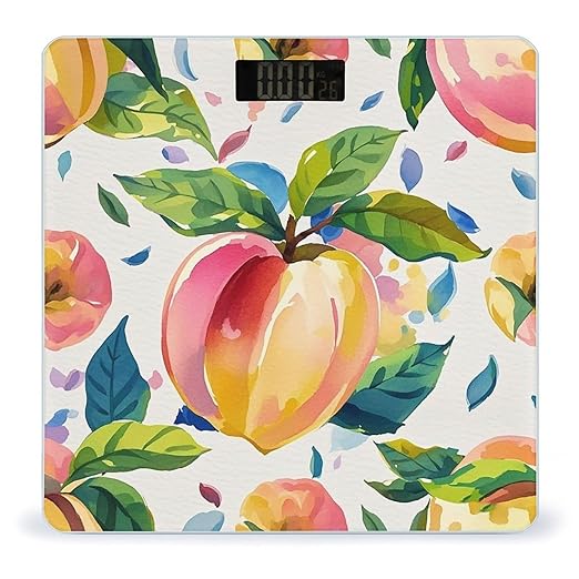 Colorful Peach Watercolor Scale for Body Weight Accurate Digital Bathroom Scale Toughened Glass High Precision Scales Smart Weight Scales with Large LCD Backlight Display Weighing Machine