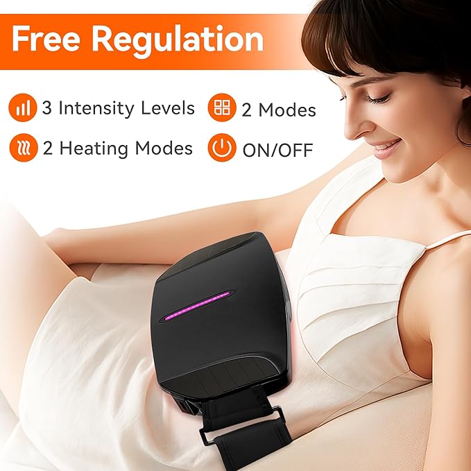 Double Disc Abdominal Massager with Heat Stomach Massager for Digestion Belly Cellulite Massage for Flattening Belly Relieves Discomfort Caused by Bloating ConstipationStomach Pain (Black)