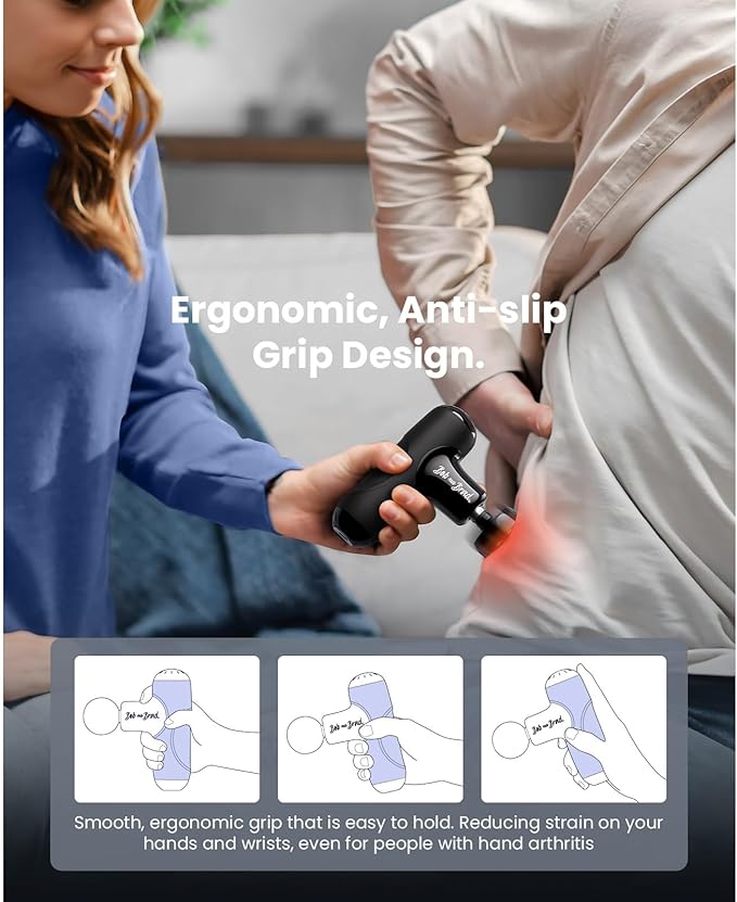 BOB AND BRAD Q2 Plus Mini Massage Gun with Heat Pocket-Sized Heated Deep Tissue Massager FSA Portable Muscle Massager Gun Ultra Small &amp Quiet Travel Massage Gun for Pain Relief HSA Eligible