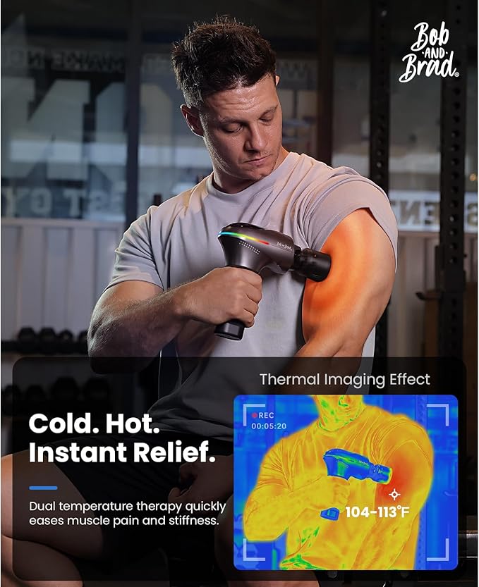 BOB AND BRAD A2 Pro Massage Gun with Heat and Cold Therapy FSA-HSA Eligible Professional Percussion Massage Gun Deep Tissue for Back Pain Relief Heated Muscle Massager with Force Sensor for Athletes