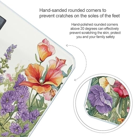 Garden with Birds and Flowers Bathroom Scale Rounded Smart Scale for Body Weight Automatic Power On/Off Weight Scales Accurate Bathroom Digital Scales for Pet Home Bedroom Kitchen