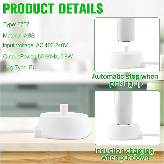 Charger FitCompatible for Oral BCompatible for Braun Electric Toothbrush iO Series 3 4 5 6 1000/3000/5000/7000/7500 Waterproof Inductive Base(UC)