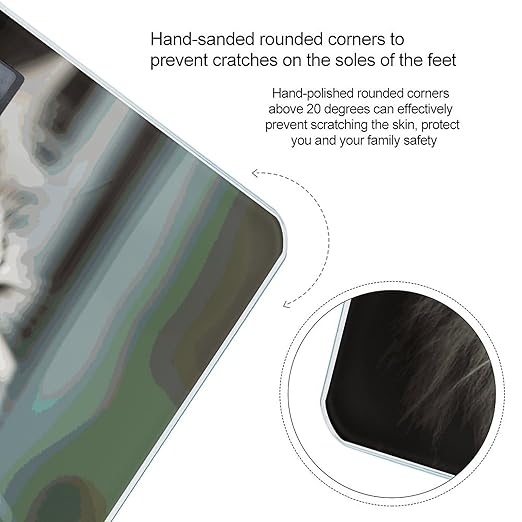 Gray Cat with Green Eyes Scale for Body Weight Sturdy Tempered Glass Weighing Scales with LCD Display Accurate Digital Bathroom Scale Convenient Body Fat Smart Scales 400lb