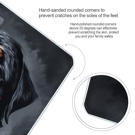 Cool Rottweiler Dog Art Scale for Body Weight Safe Rounded Corners Tempered Glass Digital Bathroom Scale LED Display 400lb Capacity Weight Scales with High Precision Sensors