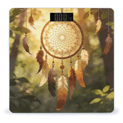 Dream Catcher Weight ScaleClear LED Display Bathroom Digital Weighing ScaleTempered Glass Digital Bathroom Scale for Body Weight Capacity Up to 400 Lbs
