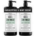 Dead Sea Collection Eucalyptus Mint Men’s Body Wash – 3 in 1 Body Wash for Men for Hair Face &amp Body – Moisturizing Shower Gel with Dead Sea Minerals – Pack of 2 (33.8 fl oz each)
