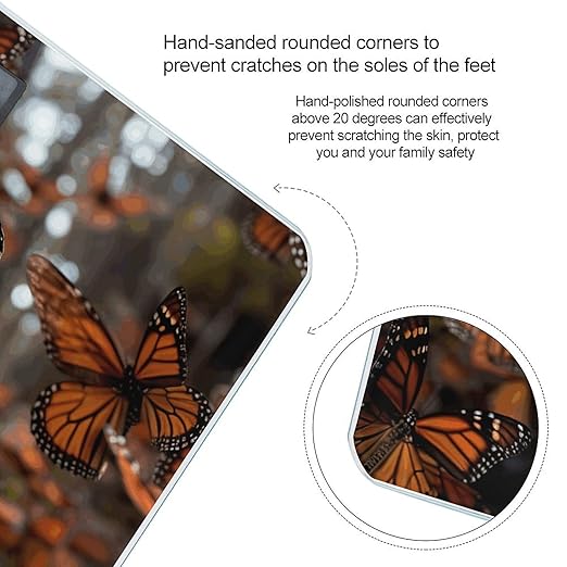 Monarch ButterfliesScale for Body Weight with LCD High Precision Weighing Scales Fashion Sturdy Tempered Glass Weight Scales Easy-to-Read Digital Bathroom Scale for Daily 400lb