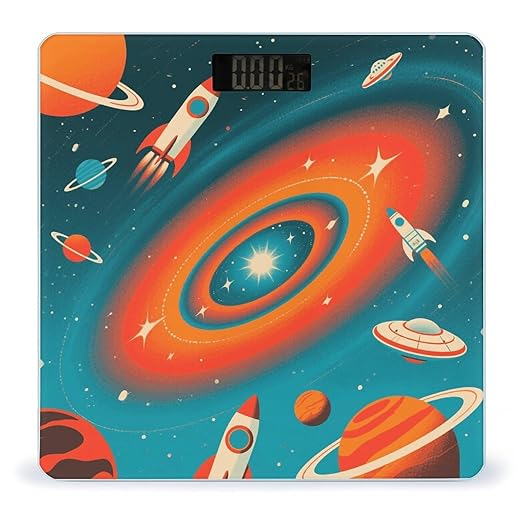 Science Fiction Galaxy Space Scale for Body Weight Sturdy Tempered Glass Weighing Scales with LCD Display Accurate Digital Bathroom Scale Convenient Body Fat Smart Scales Easy Read